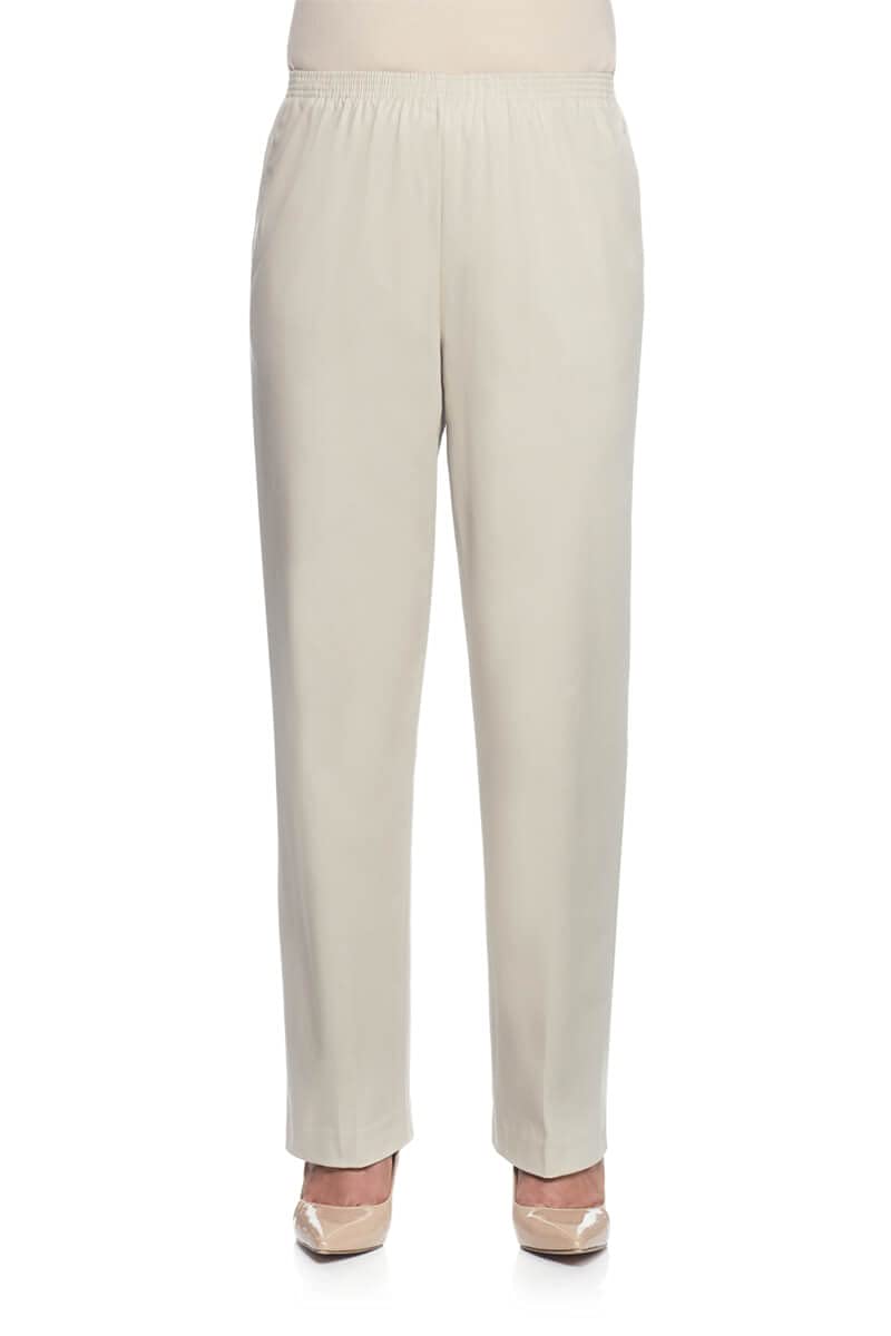 Alfred Dunner Womens Soft Twill Mid-Rise Regular Fit Straight Leg Regular Length Casual Pant Stone Size 16 - Image 1